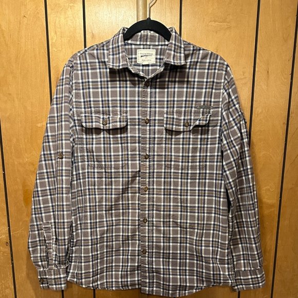 Field & Stream Shirt Mens Plaid Long Sleeve Collared Button Down with Swiss tabs - Picture 1 of 10
